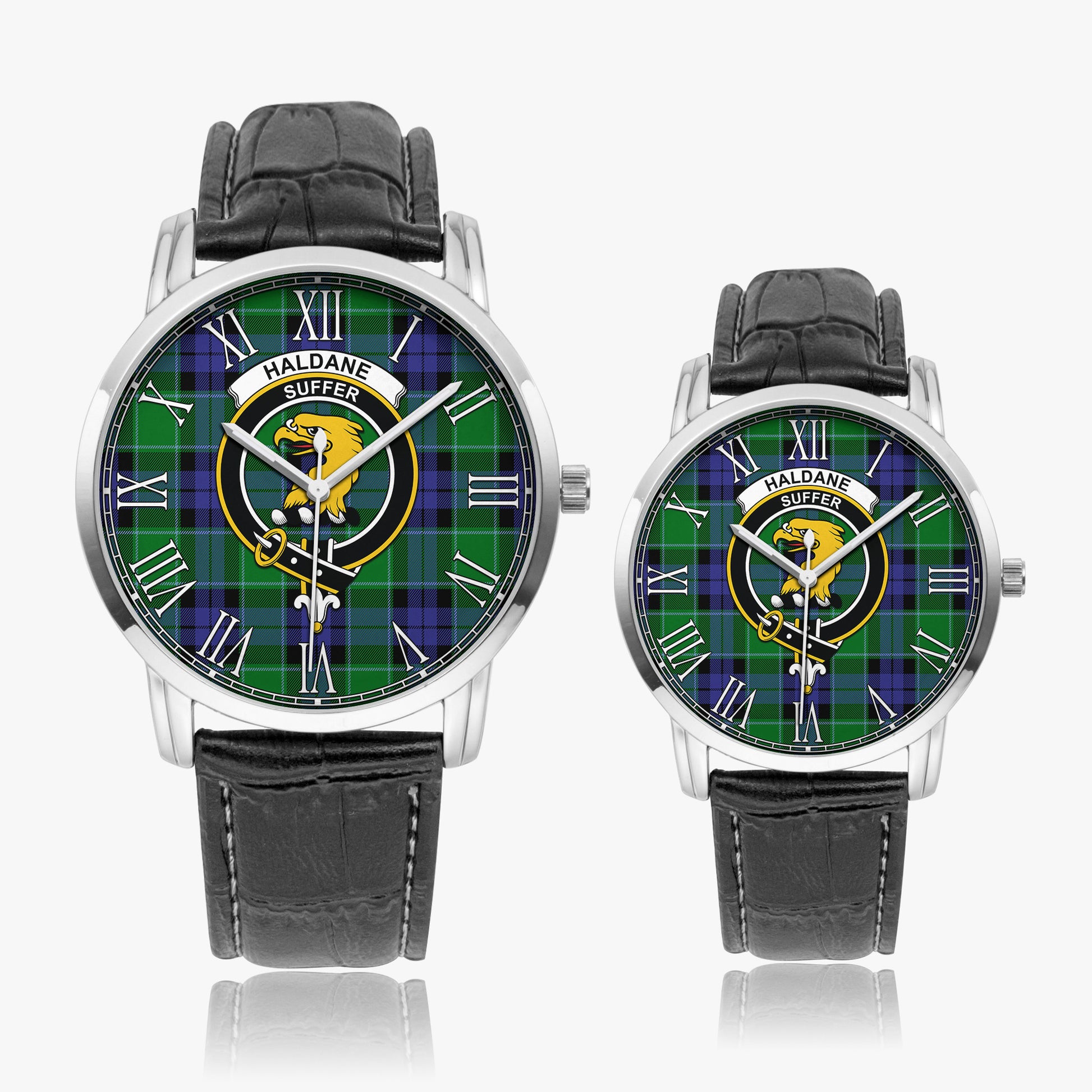 Haldane Tartan Family Crest Leather Strap Quartz Watch - Tartanvibesclothing