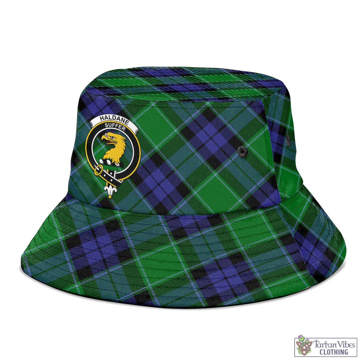 Tartan Vibes Clothing Haldane Tartan Bucket Hat with Family Crest