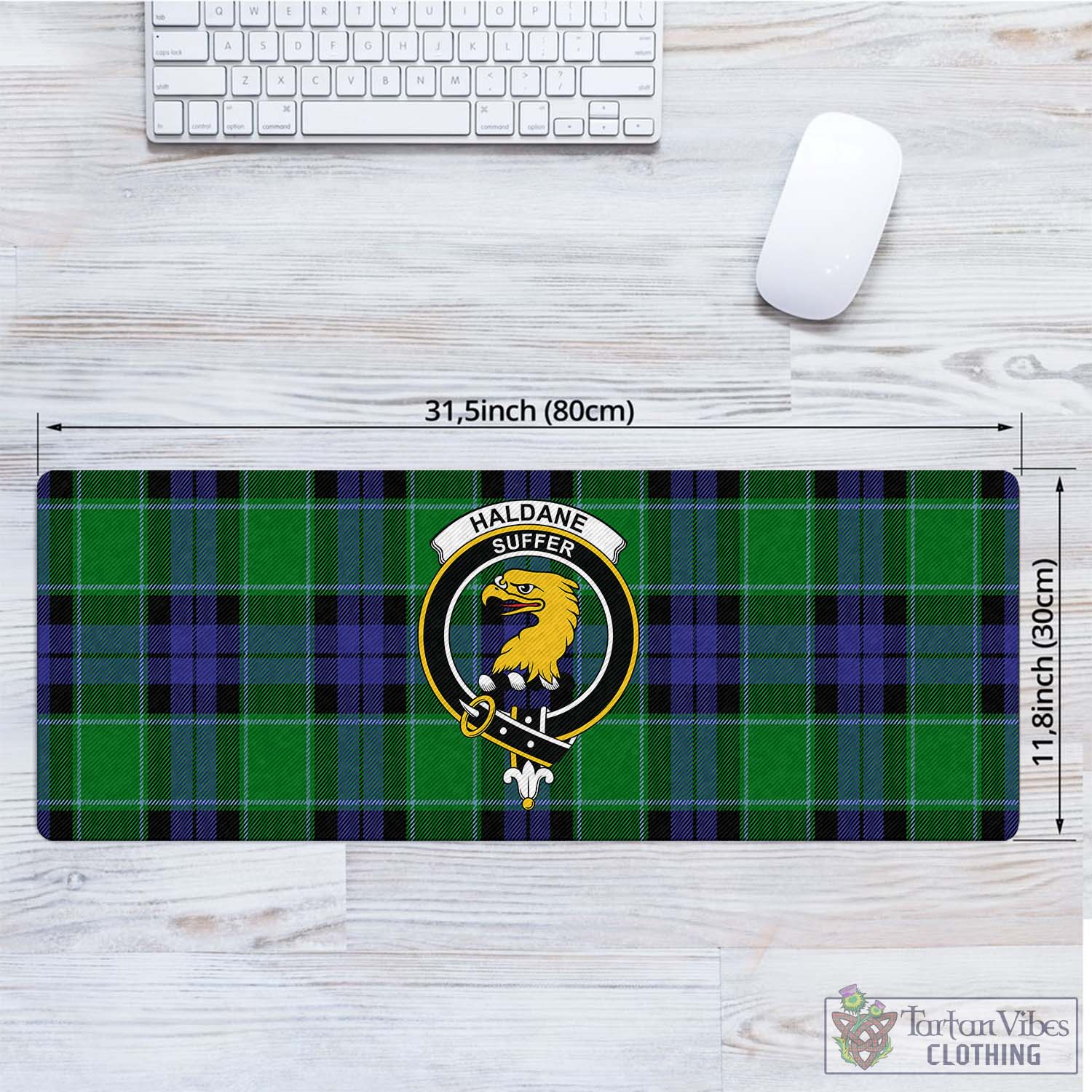 Tartan Vibes Clothing Haldane Tartan Mouse Pad with Family Crest