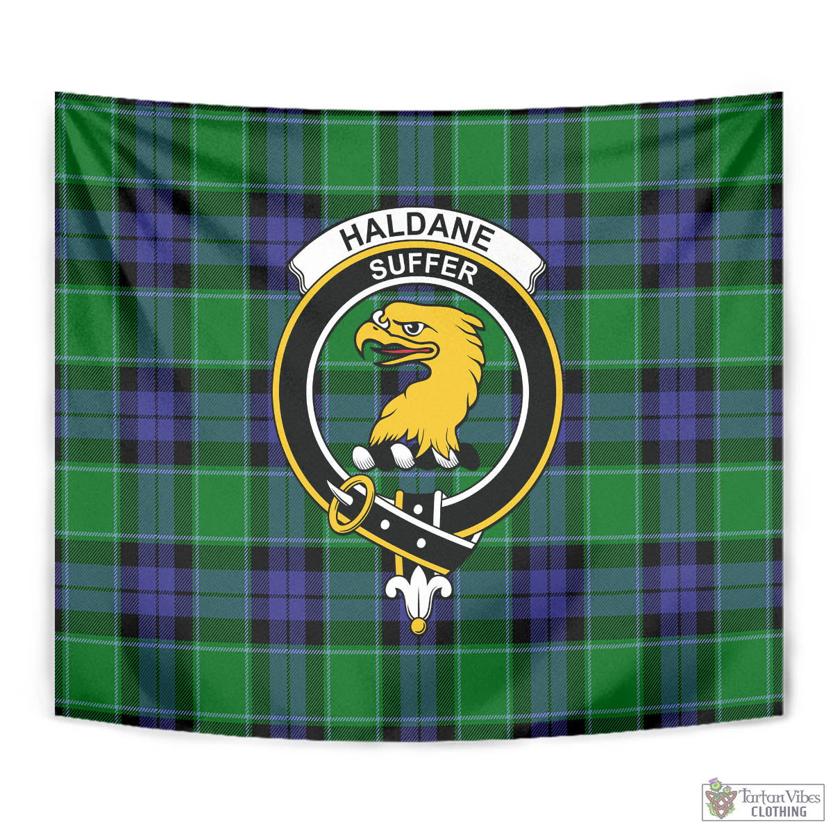 Tartan Vibes Clothing Haldane Tartan Tapestry Wall Hanging and Home Decor for Room with Family Crest