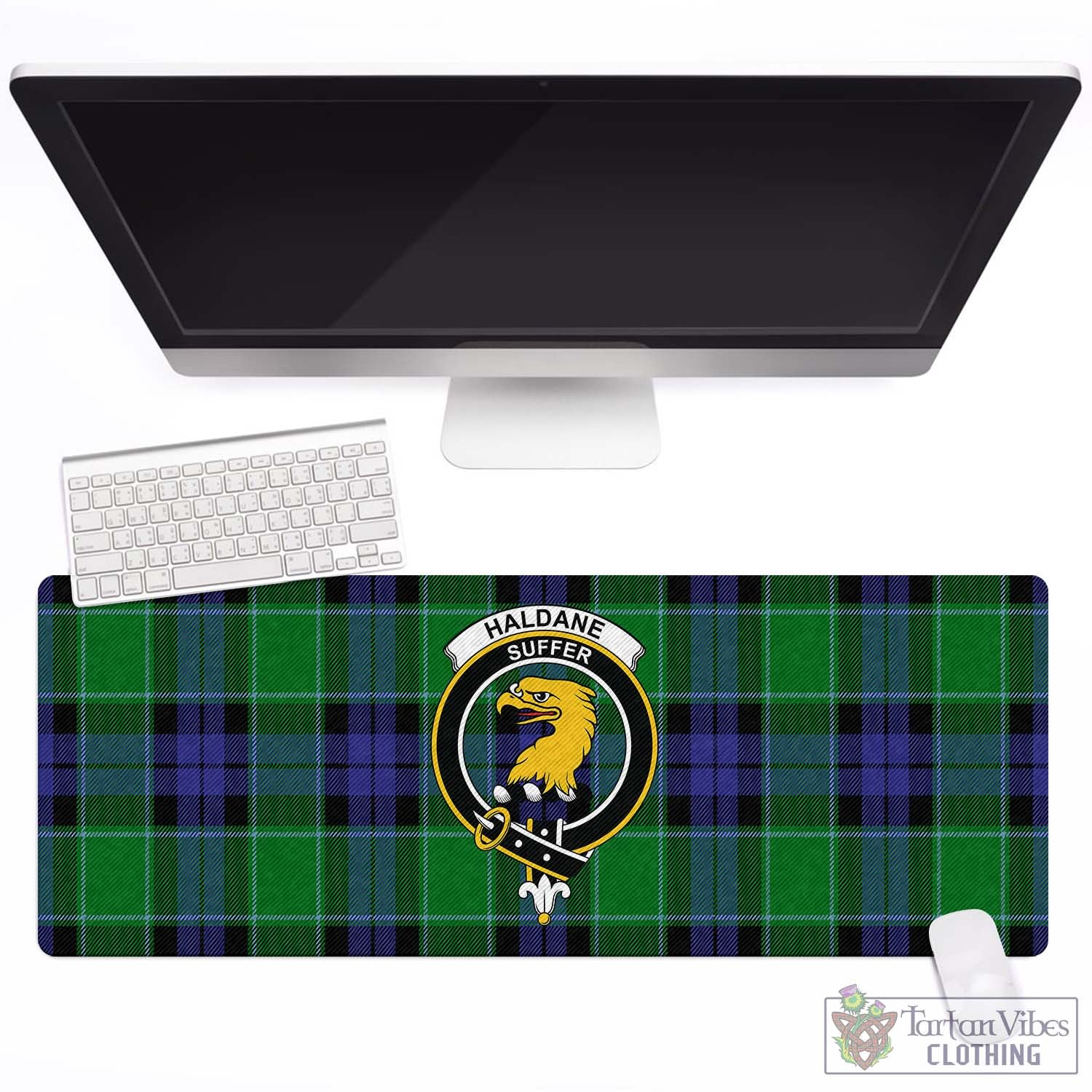 Tartan Vibes Clothing Haldane Tartan Mouse Pad with Family Crest