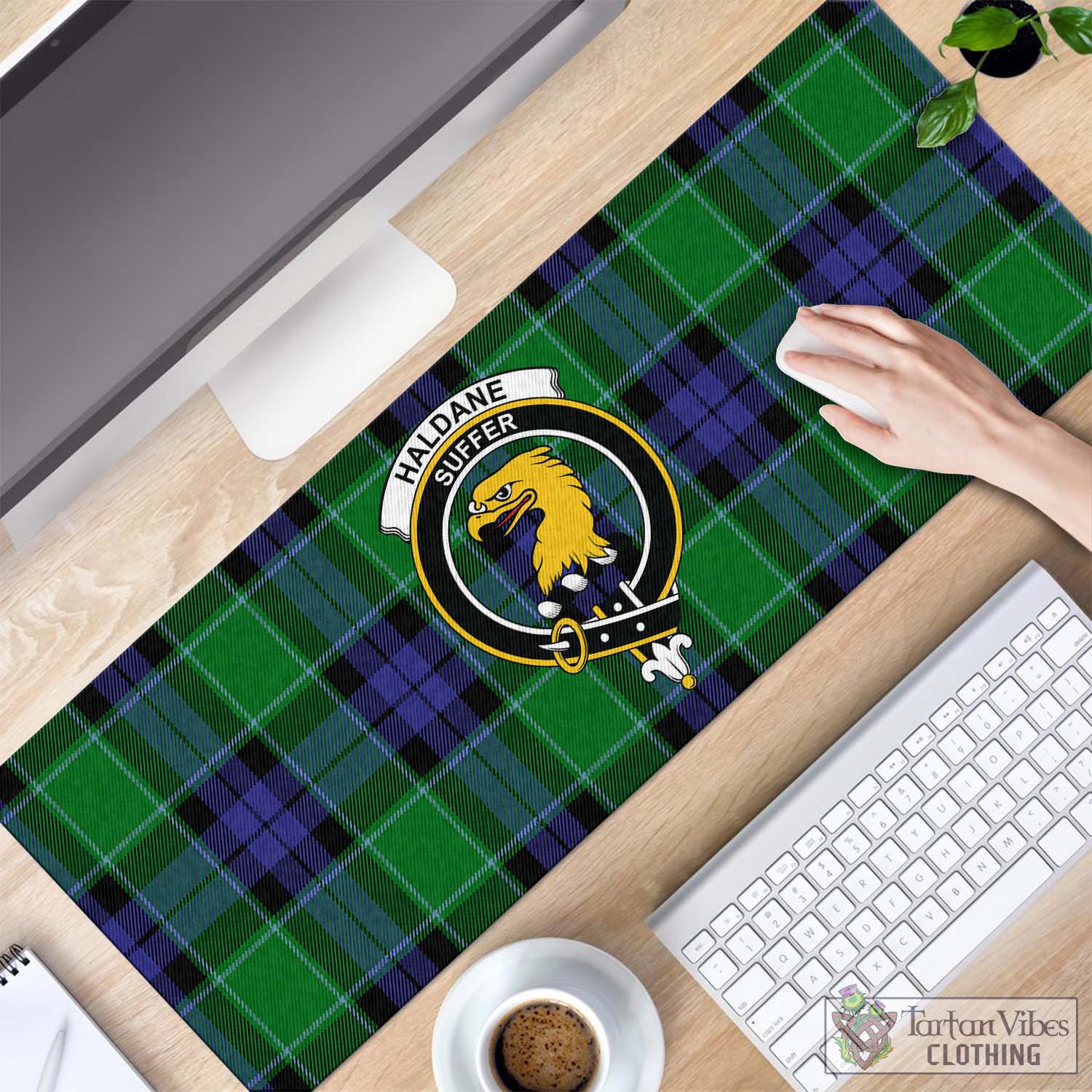 Tartan Vibes Clothing Haldane Tartan Mouse Pad with Family Crest