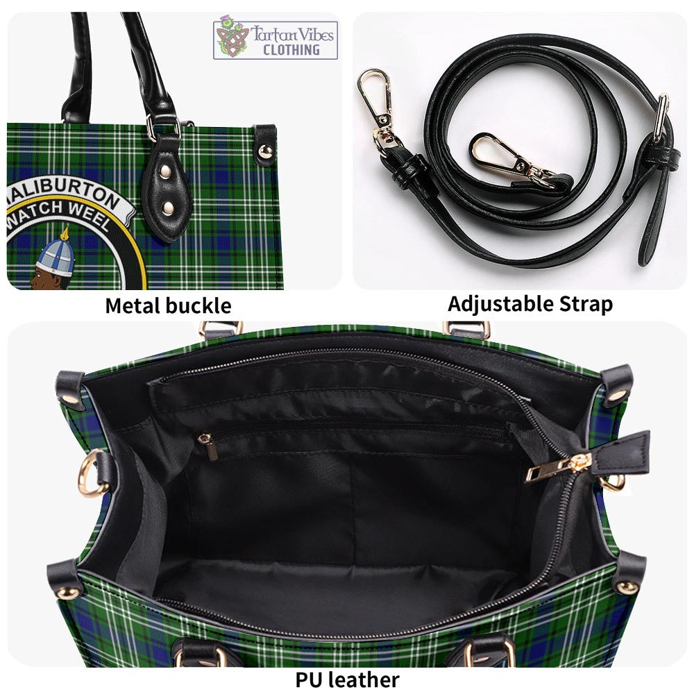 Tartan Vibes Clothing Haliburton Tartan Luxury Leather Handbags with Family Crest