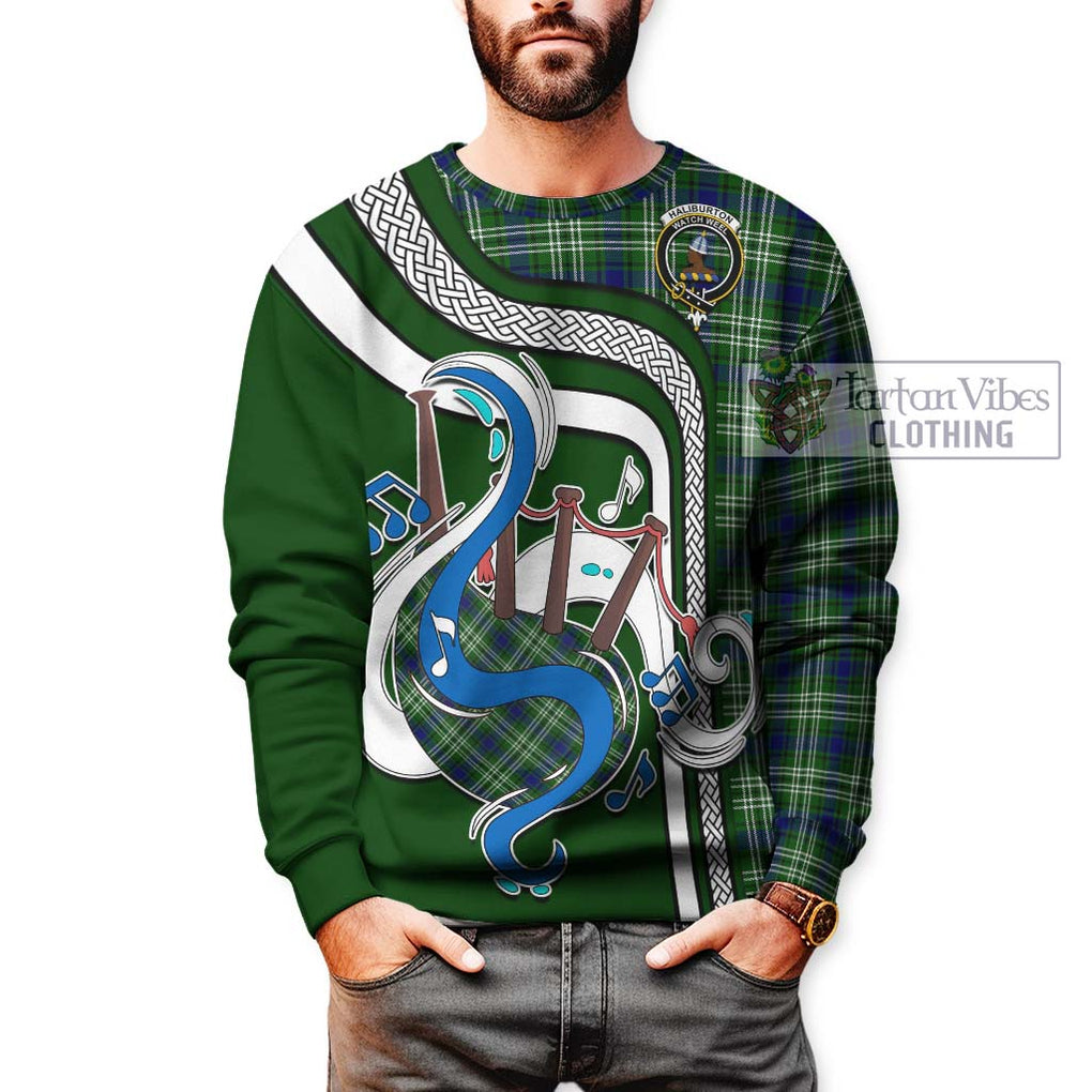 Tartan Vibes Clothing Haliburton Tartan Sweatshirt with Epic Bagpipe Style