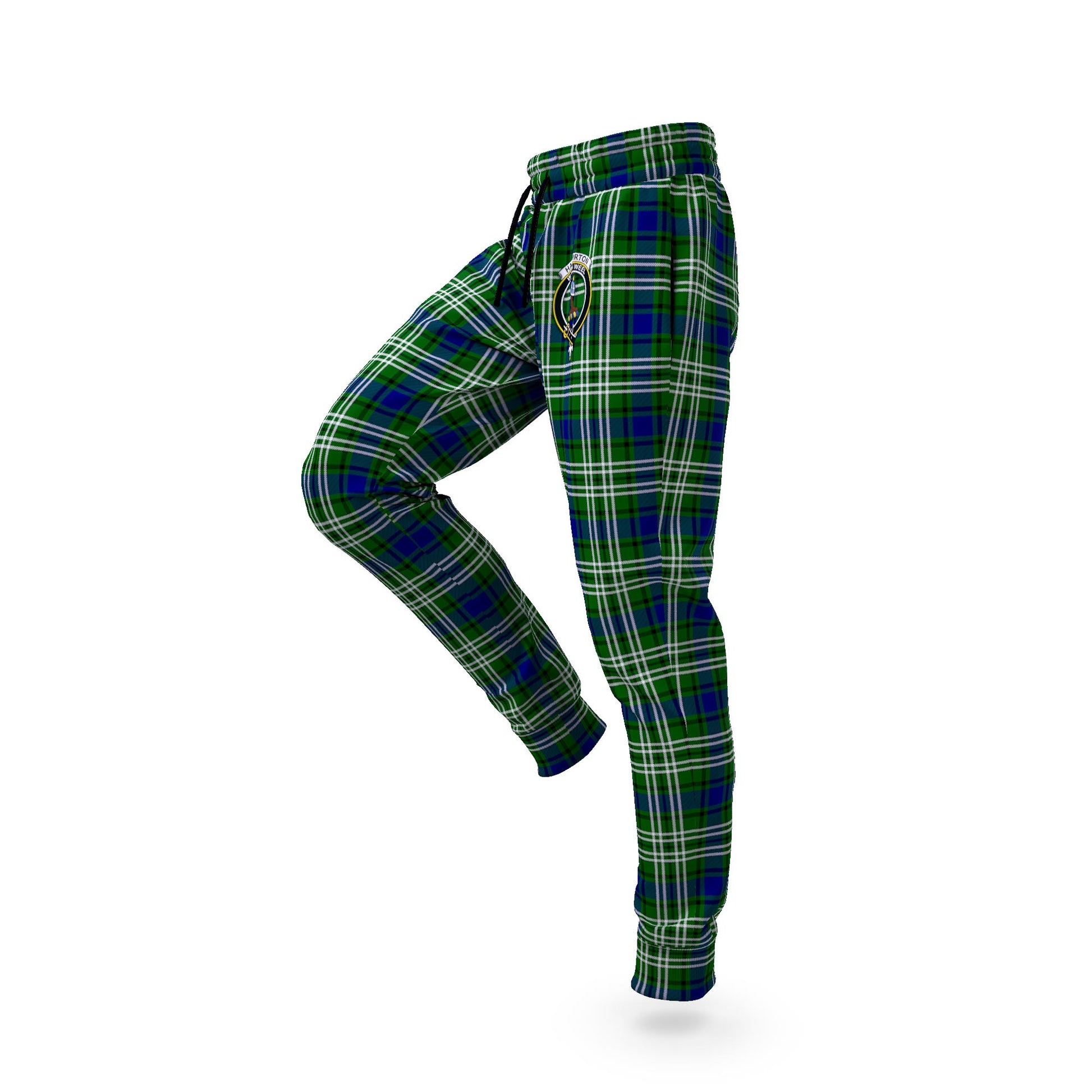 Haliburton Tartan Joggers Pants with Family Crest S - Tartan Vibes Clothing