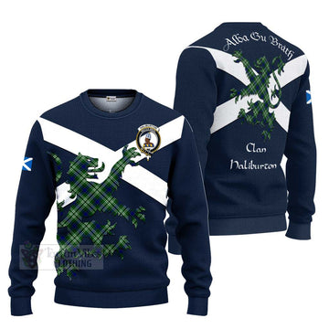 Haliburton Tartan Lion Rampant Ugly Sweater Proudly Display Your Heritage with Alba Gu Brath and Clan Name