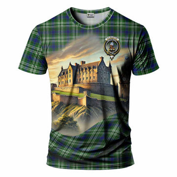Haliburton Tartan Family Crest T-Shirt with Scottish Ancient Castle Style Kid's Shirt - Tartan Vibes Clothing