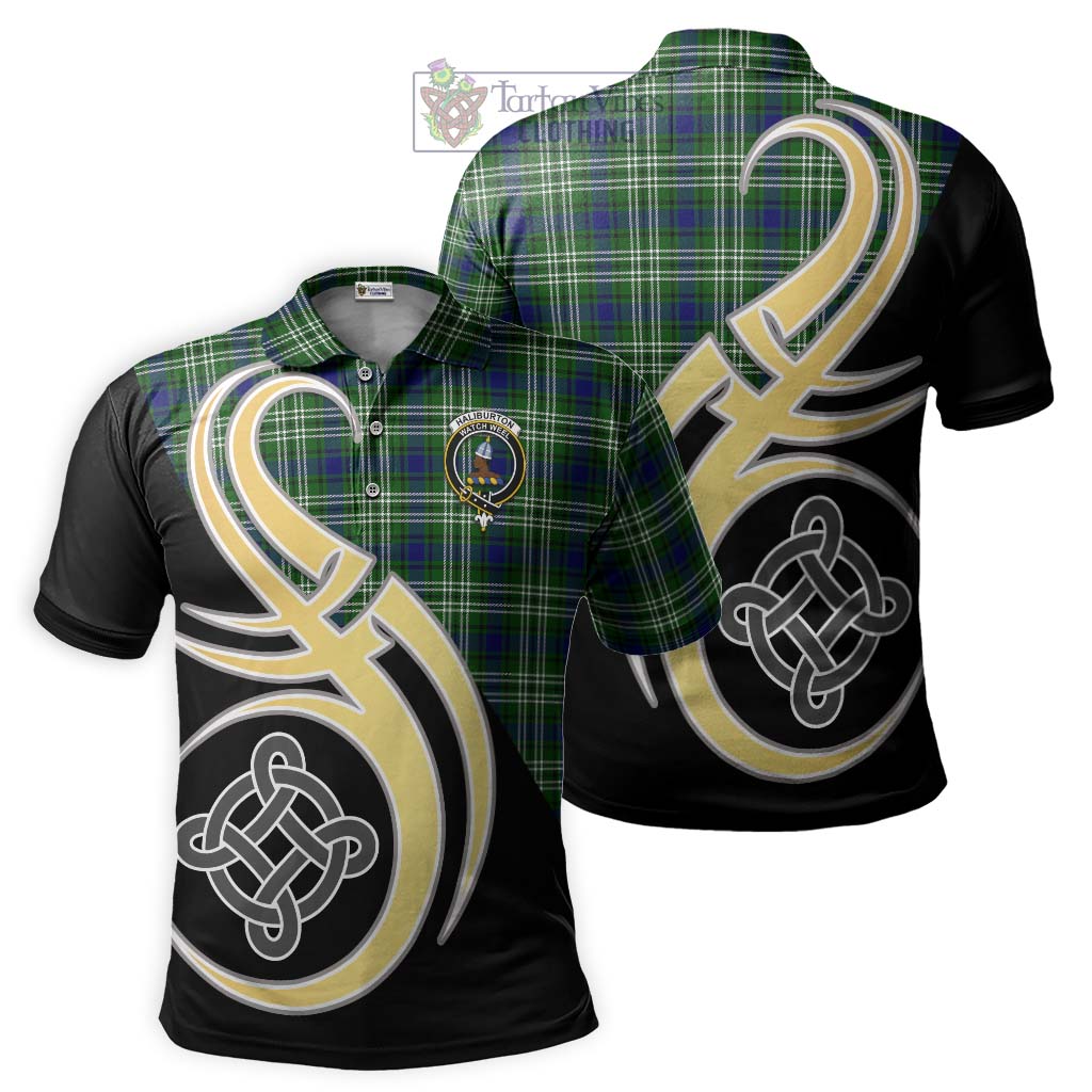 Haliburton Tartan Polo Shirt with Family Crest and Celtic Symbol Style Kid - Tartan Vibes Clothing