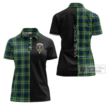 Haliburton Tartan Women's Polo Shirt with Family Crest and Half Of Me Style