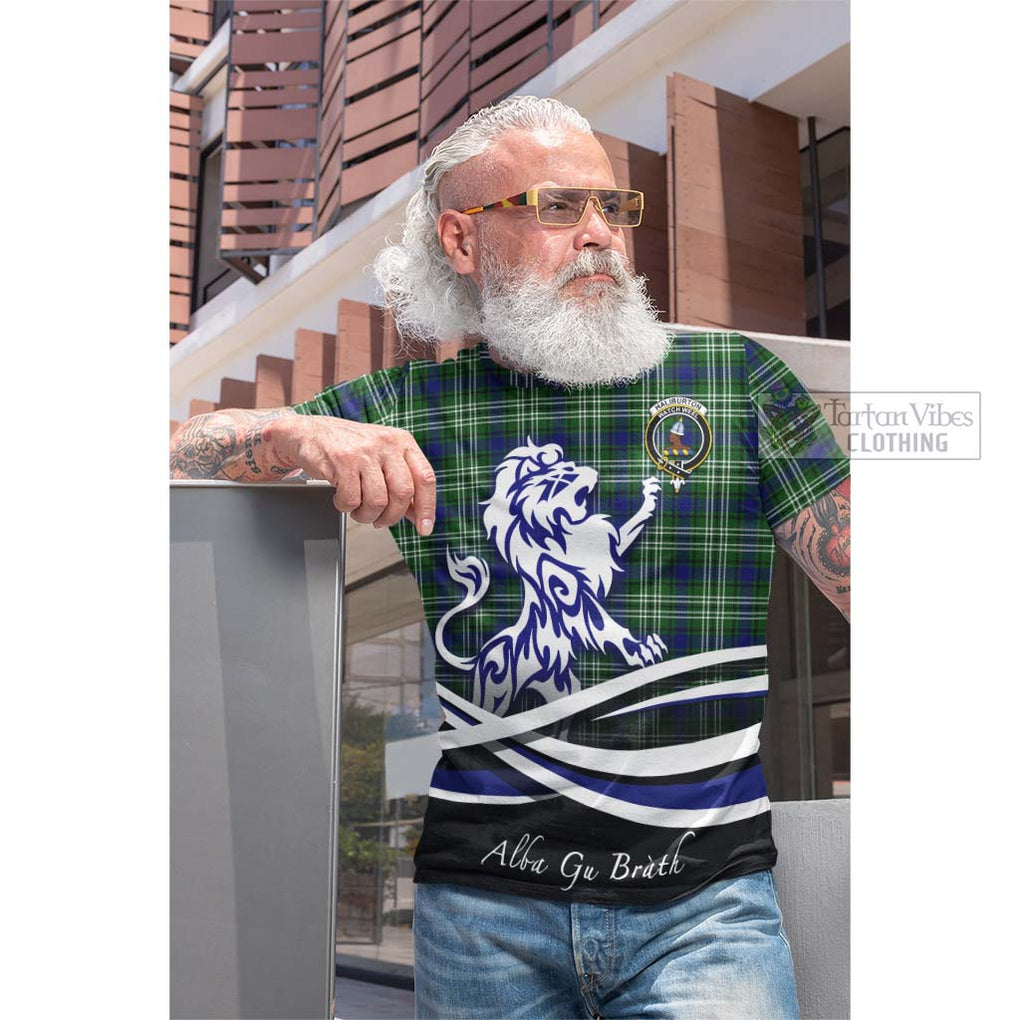 Tartan Vibes Clothing Haliburton Tartan Cotton T-shirt with Alba Gu Brath Regal Lion Emblem