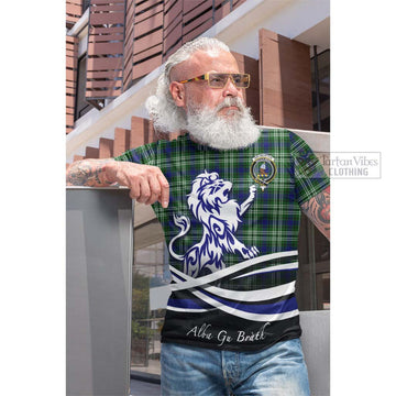 Haliburton Tartan Cotton T-shirt with Alba Gu Brath Regal Lion Emblem