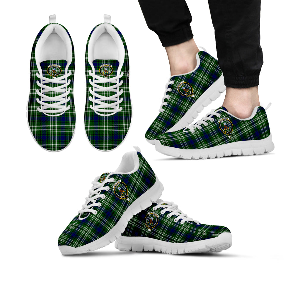 Haliburton Tartan Sneakers with Family Crest Kid's Sneakers - Tartan Vibes Clothing