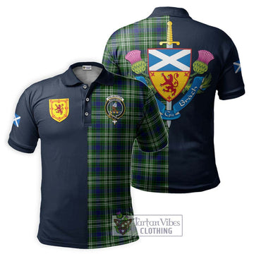 Haliburton Tartan Polo Shirt Alba with Scottish Lion Royal Arm Half Style