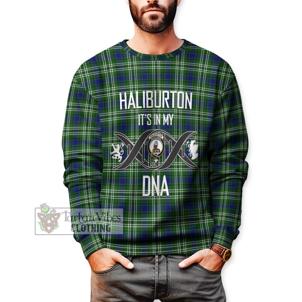 Haliburton Tartan Sweatshirt with Family Crest DNA In Me Style Unisex - Tartanvibesclothing Shop