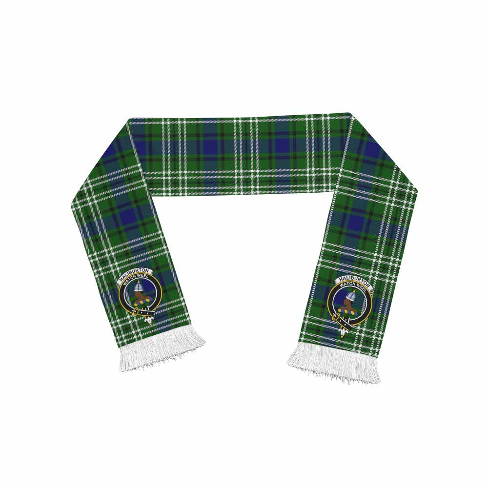 Haliburton Tartan Ruffneck Scarf with Family Crest One Size 67.7*6.7 inches - Tartan Vibes Clothing