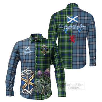 Haliburton Tartan Long Sleeve Button Shirt Happy St. Andrew's Day Half Tartan Style