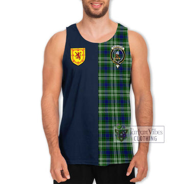 Haliburton Tartan Men's Tank Top Alba with Scottish Lion Royal Arm Half Style