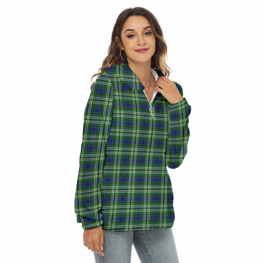 Tartan Vibes Clothing Haliburton Tartan Women's Borg  Half Zip Fleece Hoodie