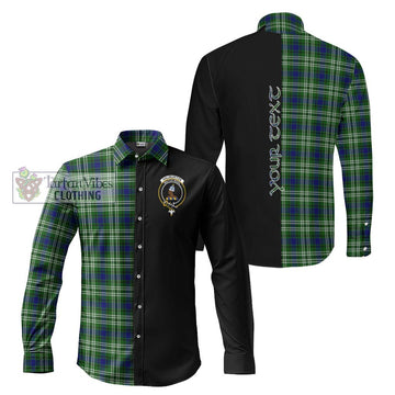 Haliburton Tartan Long Sleeve Button Shirt with Family Crest and Half Of Me Style