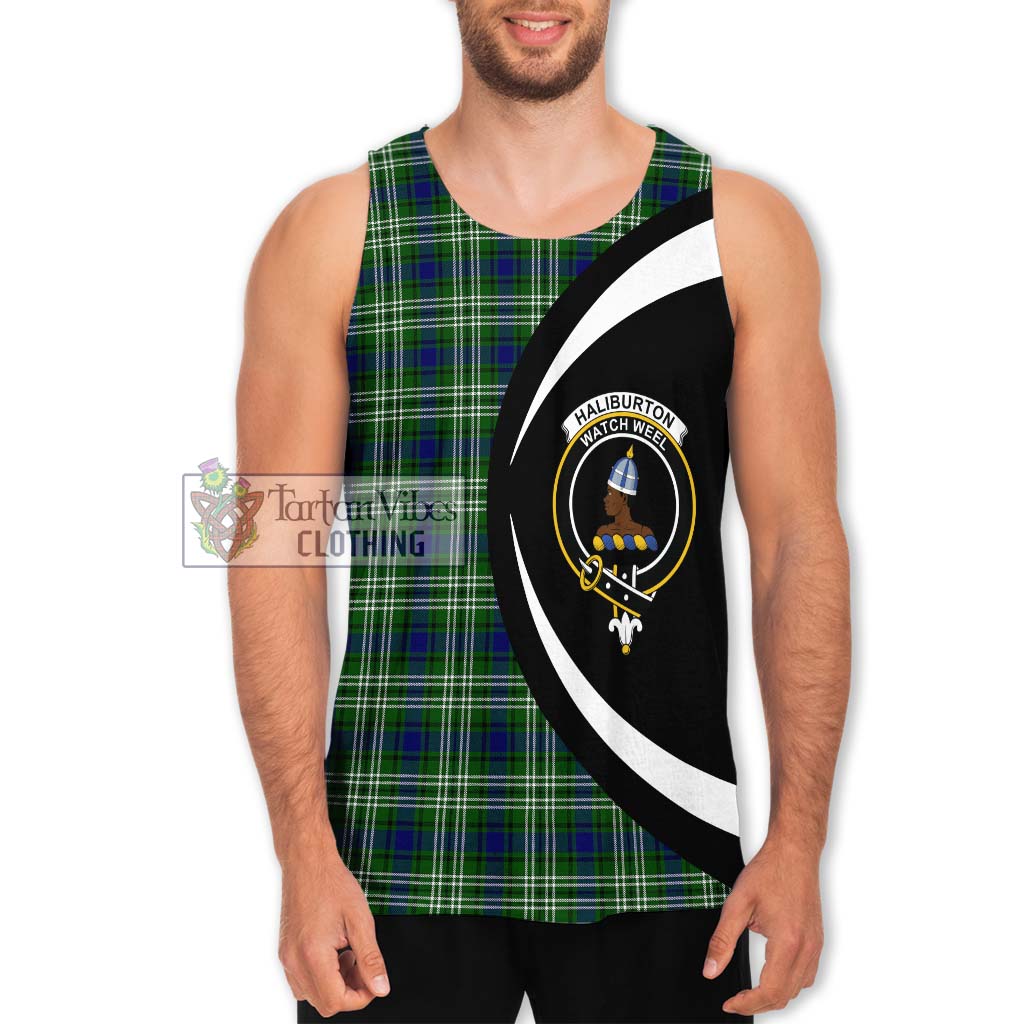 Haliburton Tartan Men's Tank Top with Family Crest Circle Style Men - Tartan Vibes Clothing