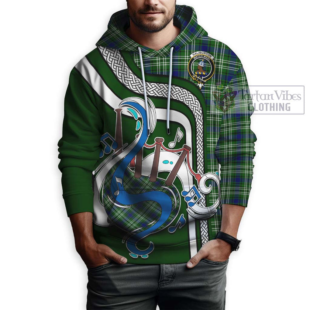 Haliburton Tartan Hoodie with Epic Bagpipe Style Zip Hoodie - Tartanvibesclothing Shop