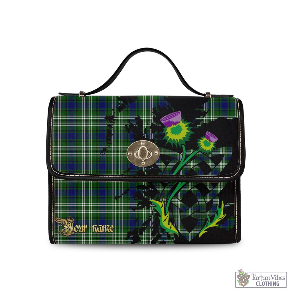 Tartan Vibes Clothing Haliburton Tartan Waterproof Canvas Bag with Scotland Map and Thistle Celtic Accents