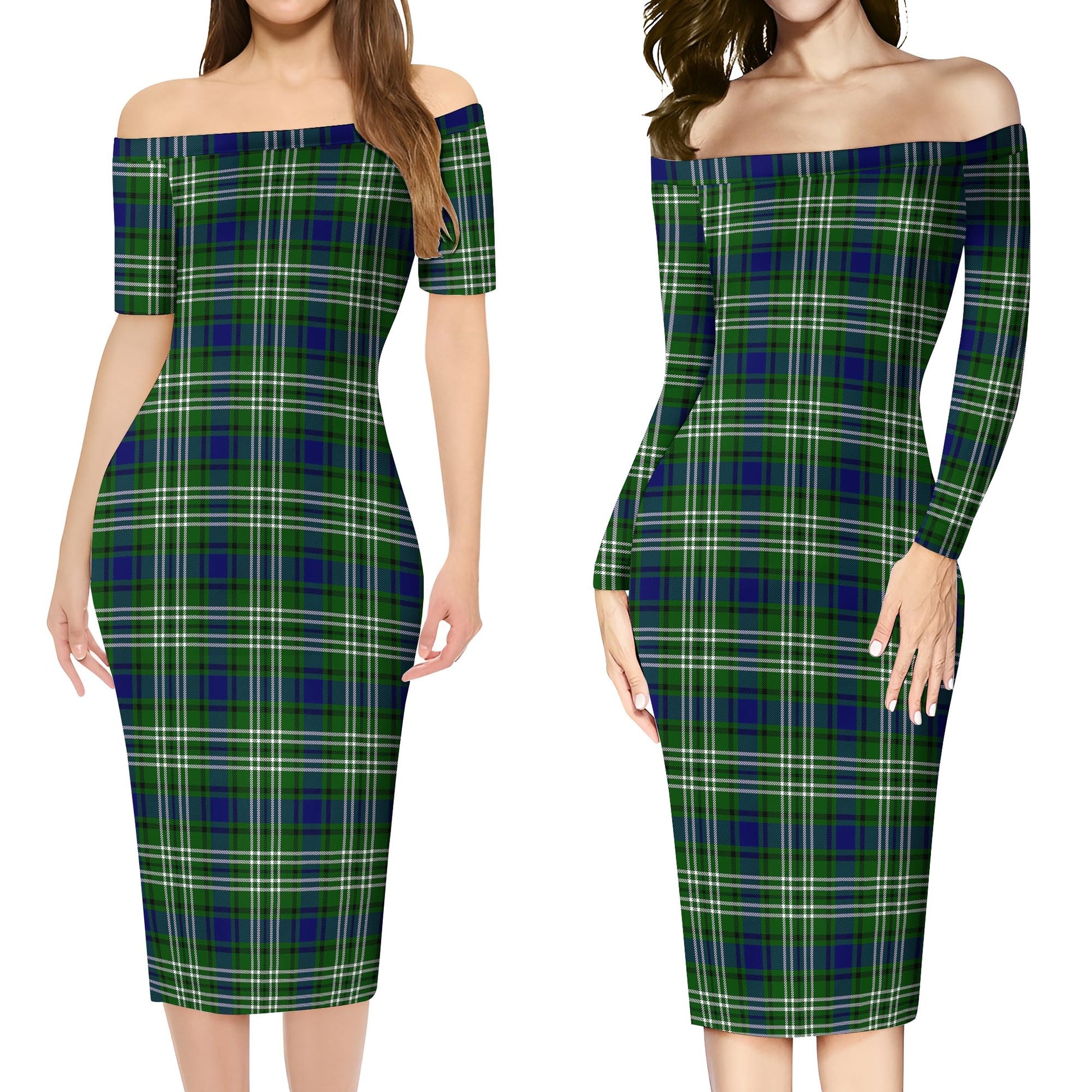 Haliburton Tartan Off Shoulder Lady Dress Women's Dress - Tartanvibesclothing