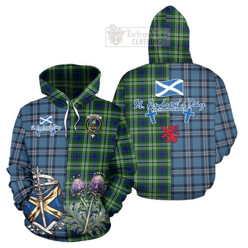 Haliburton Tartan Hoodie Happy St. Andrew's Day Half Tartan Style