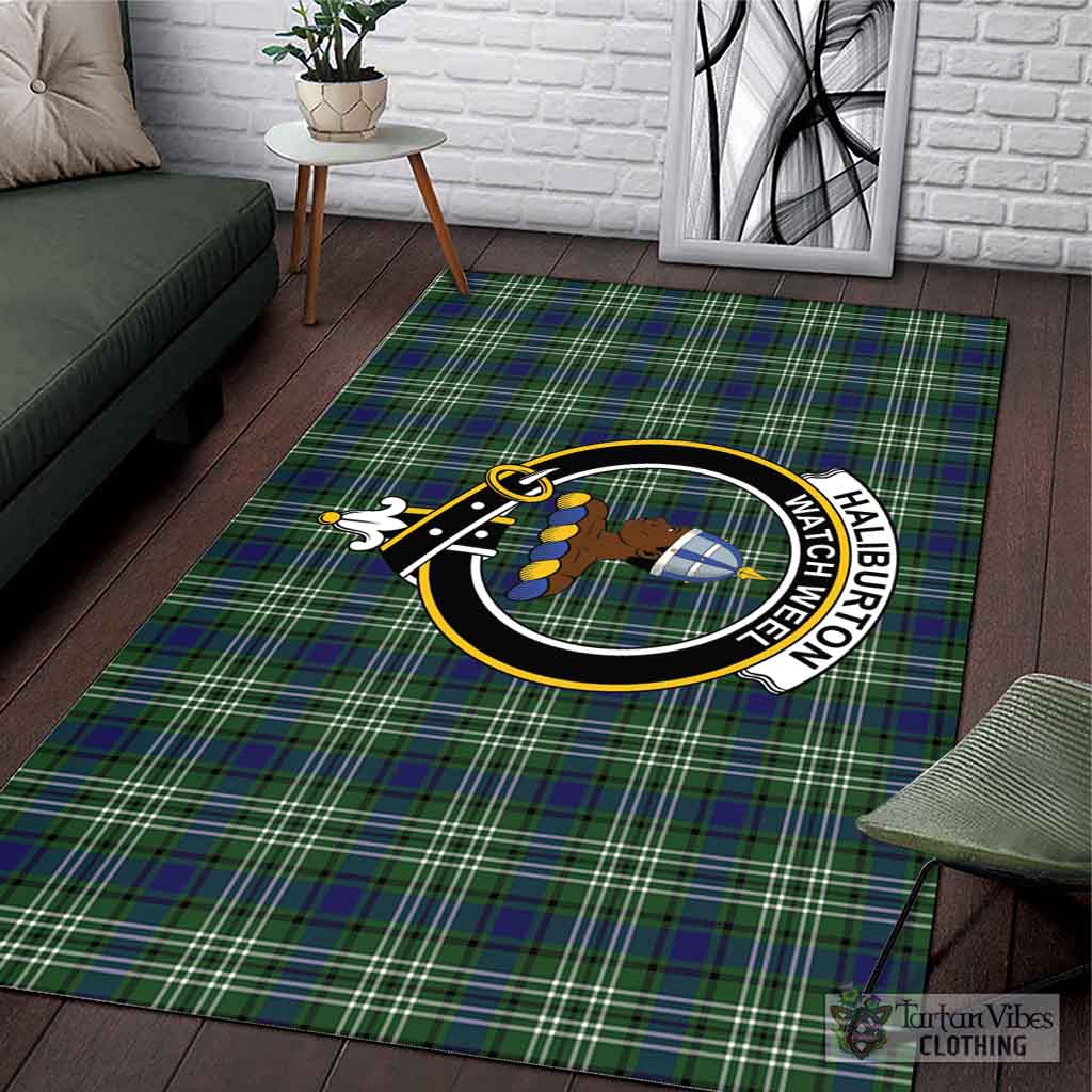 Tartan Vibes Clothing Haliburton Tartan Area Rug with Family Crest