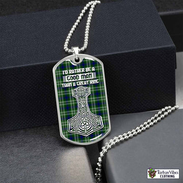 Haliburton Tartan Dog Tag Necklace Viking Mjolnir Style