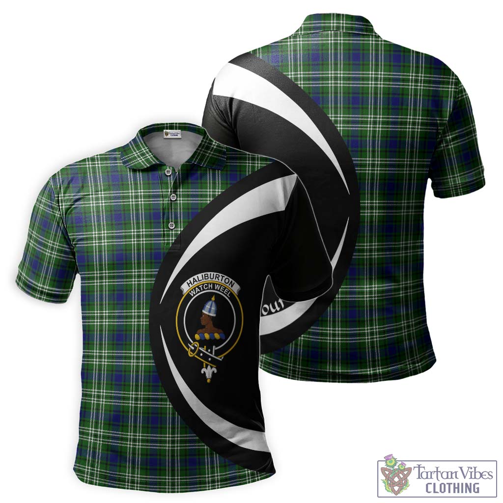 Haliburton Tartan Men's Polo Shirt with Family Crest Circle Style Kid - Tartan Vibes Clothing