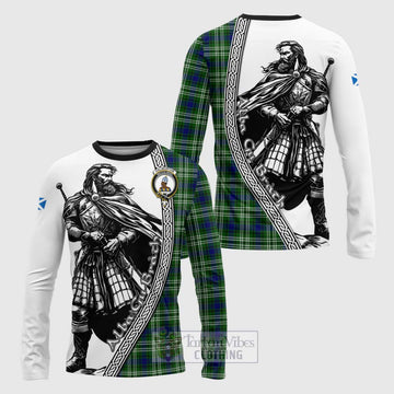 Haliburton Tartan Clan Crest Long Sleeve T-Shirt with Highlander Warrior Celtic Style