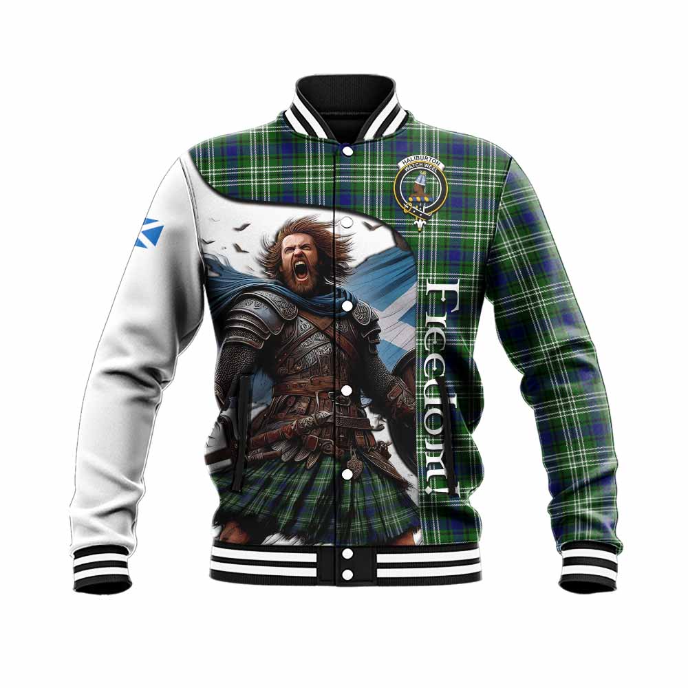 Tartan Vibes Clothing Haliburton Crest Tartan Baseball Jacket Inspired by the Freedom of Scottish Warrior