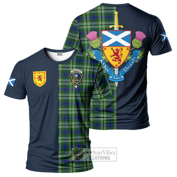 Haliburton Tartan T-Shirt Alba with Scottish Lion Royal Arm Half Style