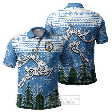 Haliburton Clan Christmas Polo Shirt Celtic Reindeer Style