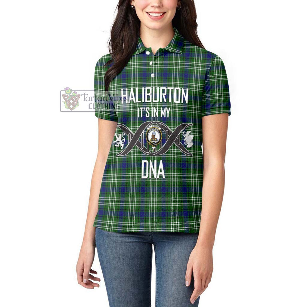 Haliburton Tartan Women's Polo Shirt with Family Crest DNA In Me Style Women - Tartanvibesclothing Shop