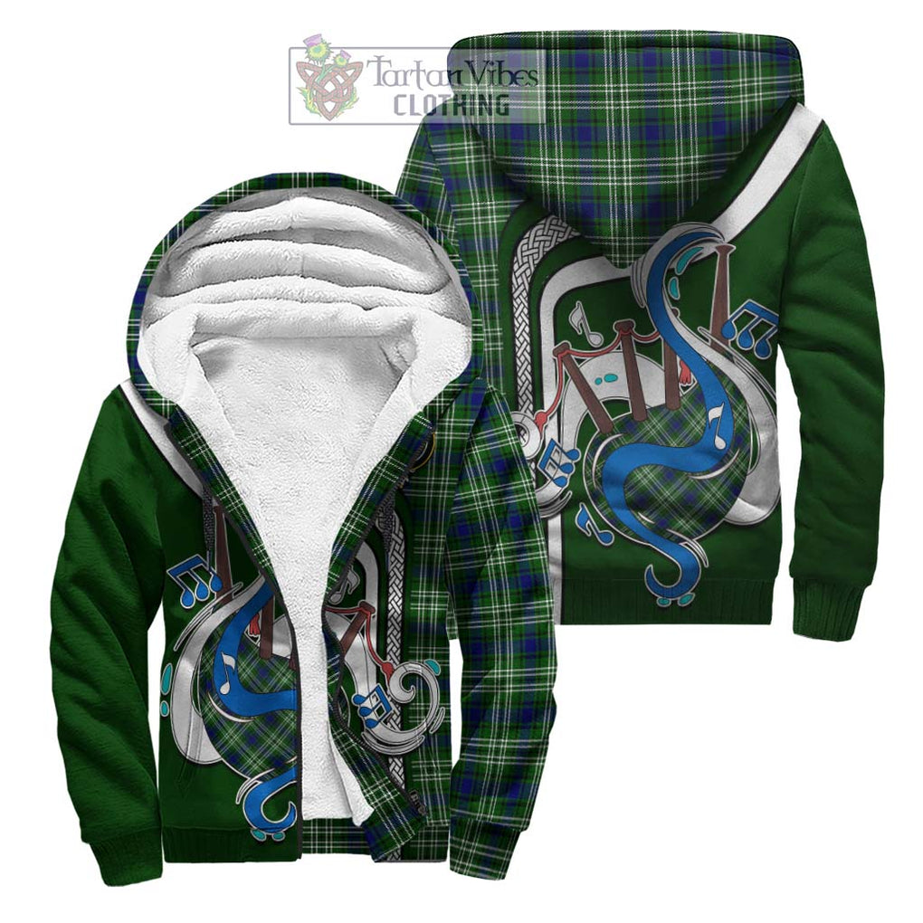 Haliburton Tartan Sherpa Hoodie with Epic Bagpipe Style Unisex S - Tartanvibesclothing Shop