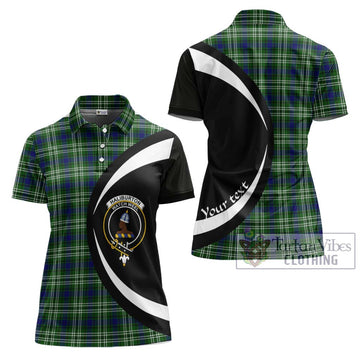 Haliburton Tartan Women's Polo Shirt with Family Crest Circle Style