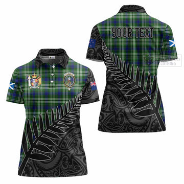 Haliburton Crest Tartan Women's Polo Shirt with New Zealand Silver Fern Half Style