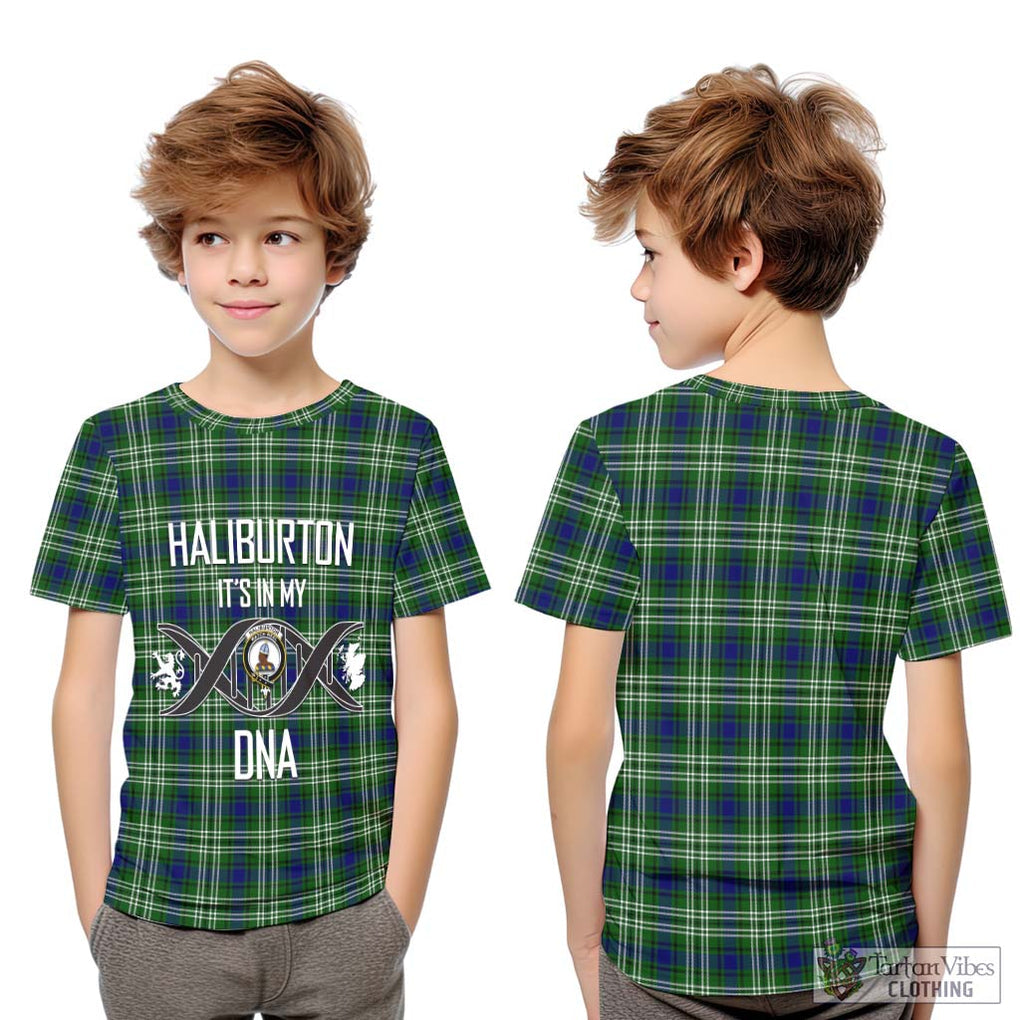 Haliburton Tartan Kid T-Shirt with Family Crest DNA In Me Style Youth XL Size14 - Tartanvibesclothing Shop