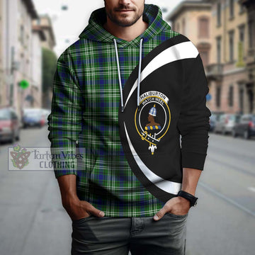 Haliburton Tartan Hoodie with Family Crest Circle Style