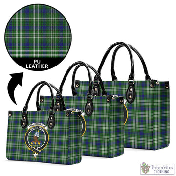 Haliburton Tartan Luxury Leather Handbags with Family Crest