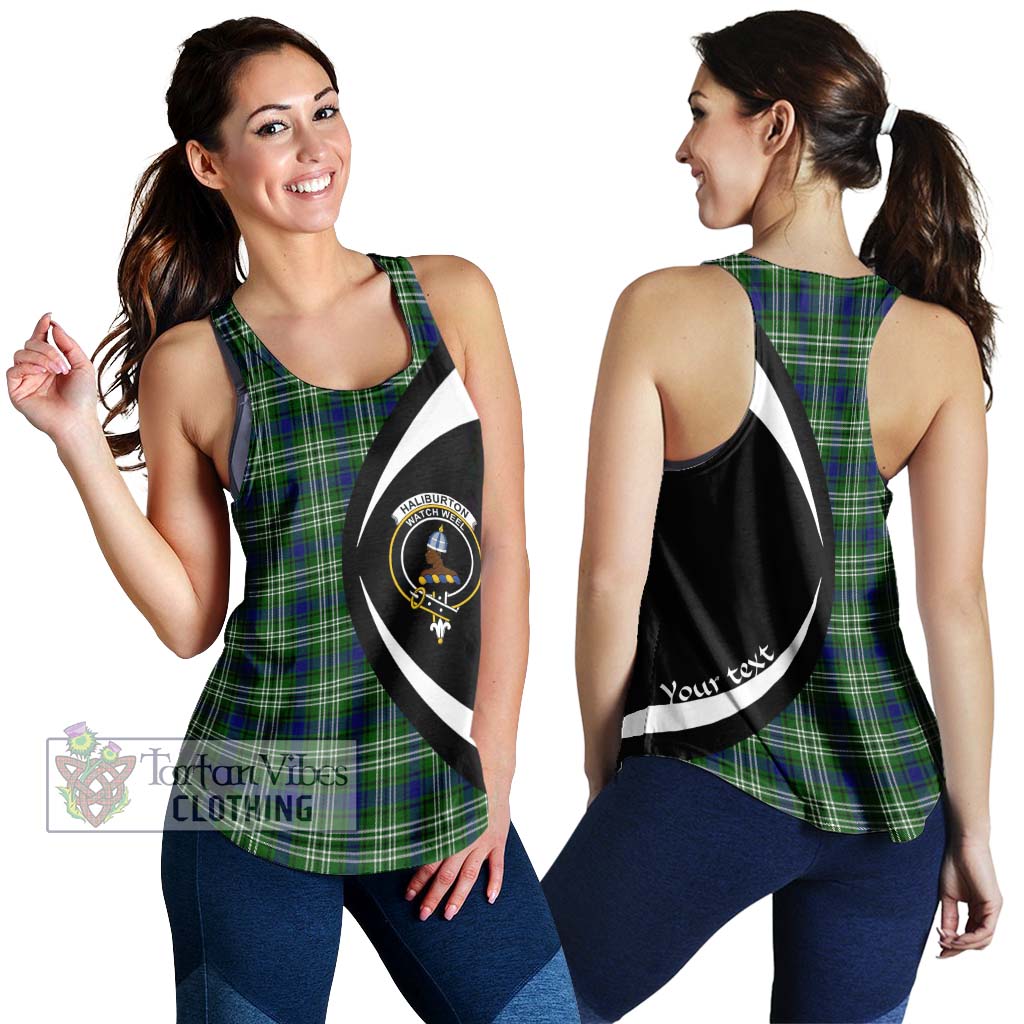 Haliburton Tartan Women's Racerback Tanks with Family Crest Circle Style 4XL - Tartan Vibes Clothing