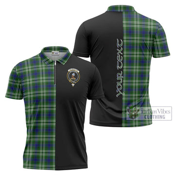 Haliburton Tartan Zipper Polo Shirt with Family Crest and Half Of Me Style