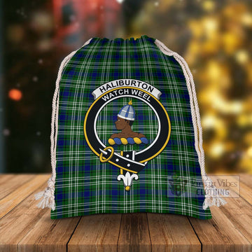 Haliburton Tartan Christmas Santa's Bag with Family Crest