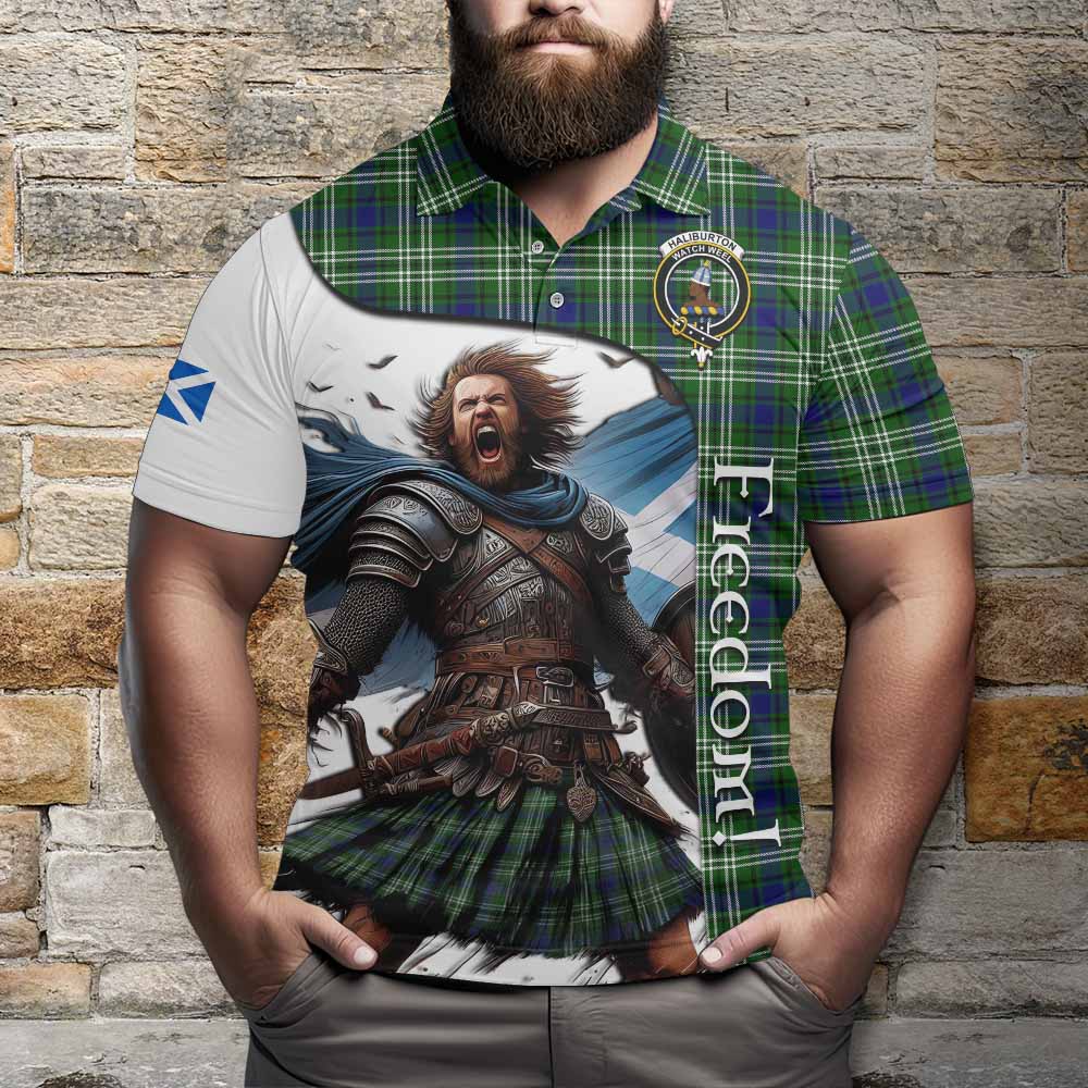 Tartan Vibes Clothing Haliburton Crest Tartan Polo Shirt Inspired by the Freedom of Scottish Warrior