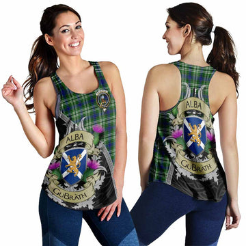 Haliburton Tartan Family Crest Women's Racerback Tanks Lion Rampant Royal Thistle Shield Celtic Inspired 4XL - Tartan Vibes Clothing
