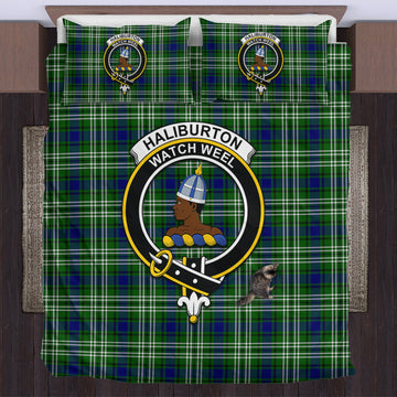 Haliburton Tartan Bedding Set with Family Crest