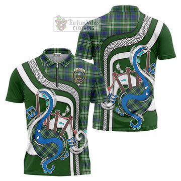 Haliburton Tartan Zipper Polo Shirt with Epic Bagpipe Style