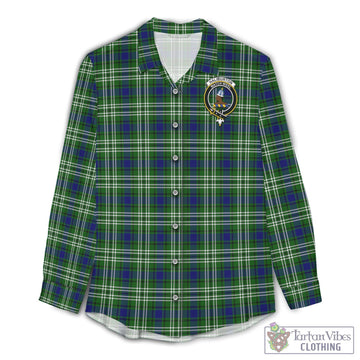 Haliburton Tartan Women's Casual Shirt with Family Crest